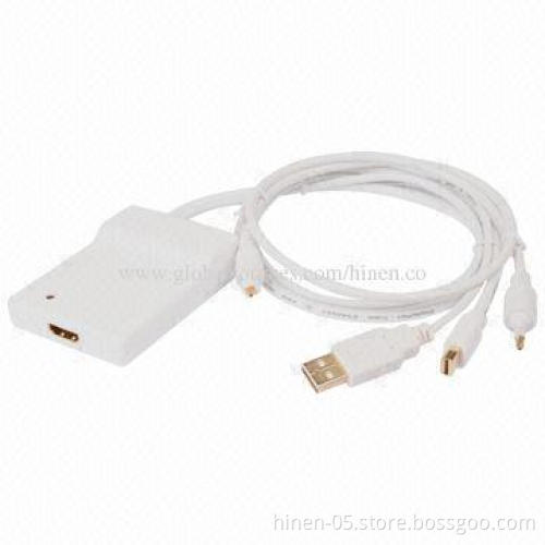 Mini DisplayPort + USB Audio to HDMI Adapter, Supports HDMI Resolution of Up to 1,080P